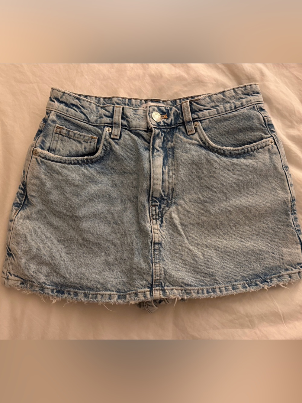 Zara Light Blue Denim Cutoff Skort